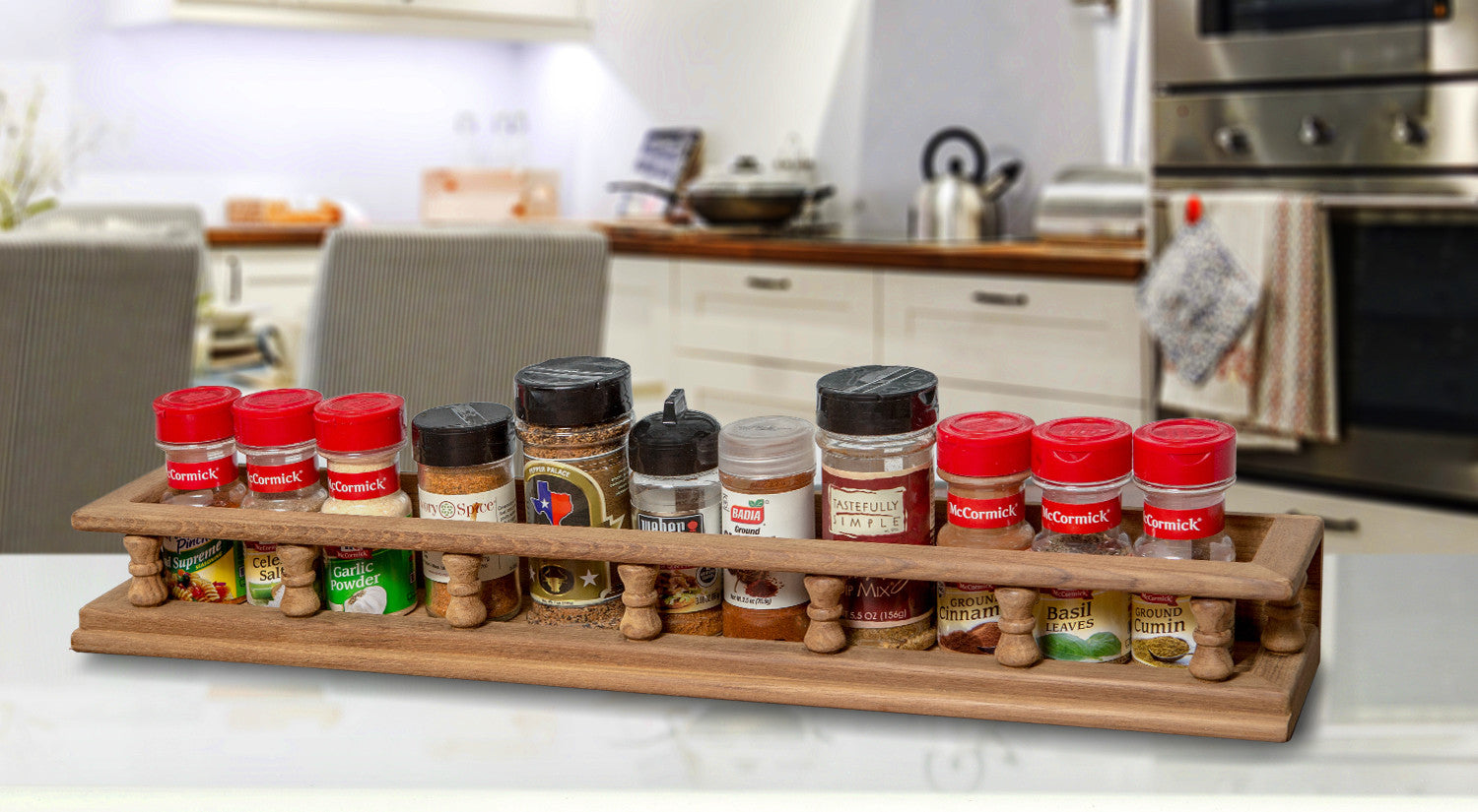 Wall Mounted 23.50 " Wood Spice Rack-3